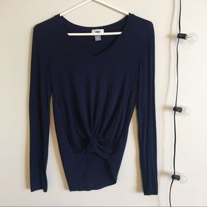 Navy Long Sleeve V-Neck Tee